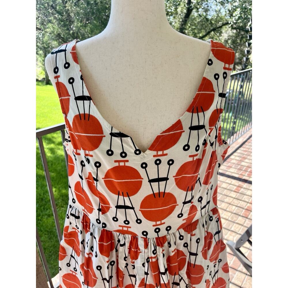 Fervour x Modcloth Retro BBQ Grill Pattern Fit and Flare Swing Dress Plus Size - Picture 4 of 12
